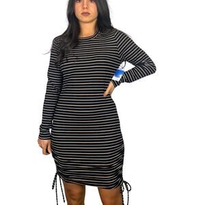 Abound Black Striped Bodycon Midi Dress